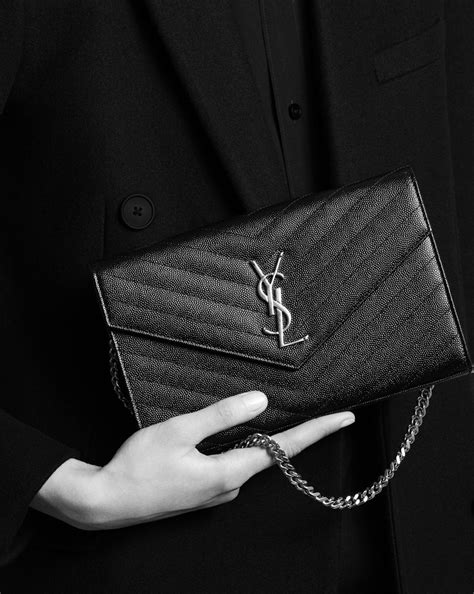 small ysl wallet on chain in quilted leather|ysl monogram chain wallet.